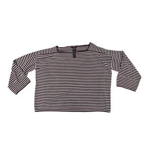 EILEEN FISHER Tunic Top Brown Long Sleeve Boat Neck Tencel Striped Women Size L